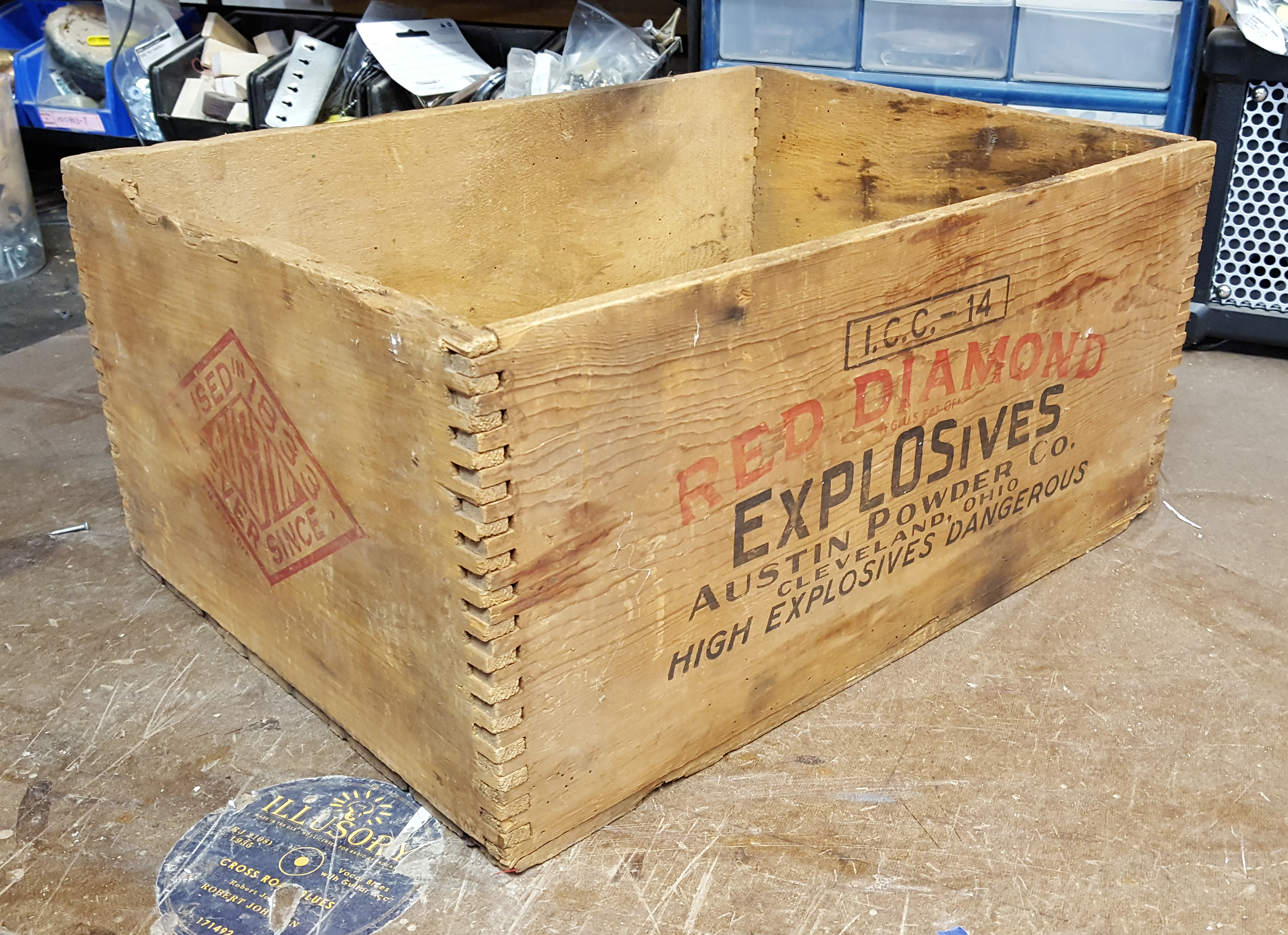 The starting point - an old explosives crate