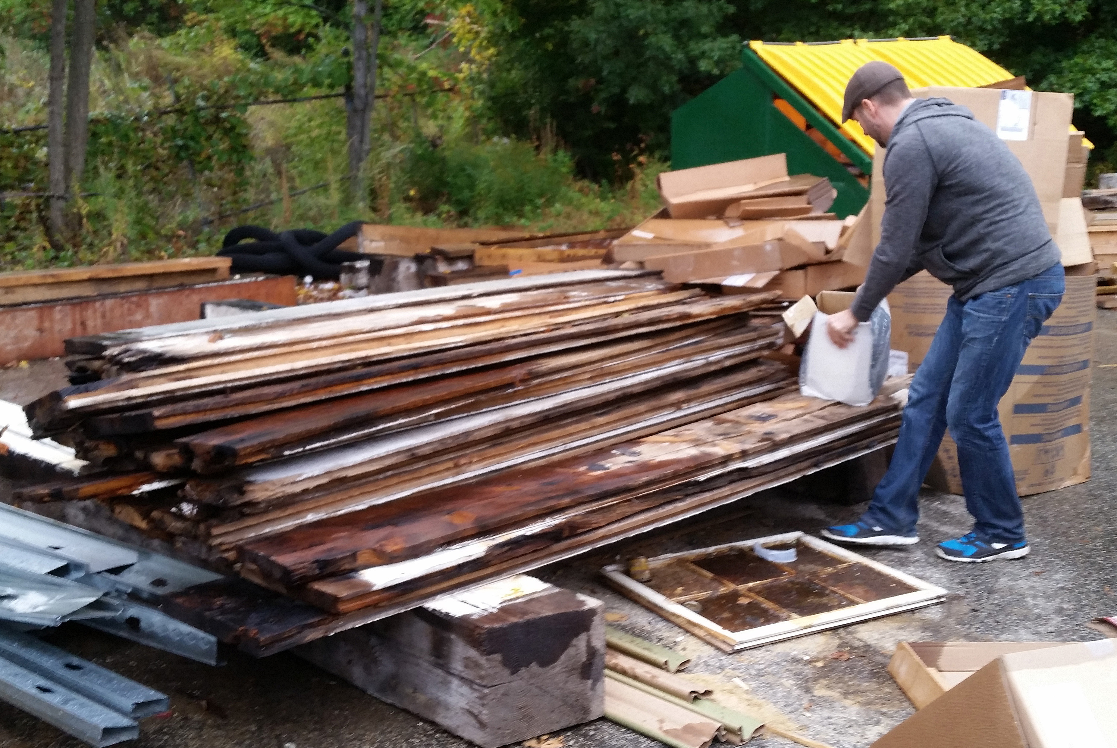 A stack of 150-year-old planks at the mill work site