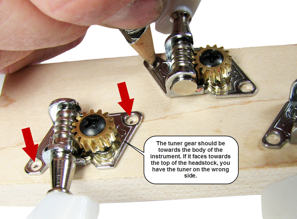 Mark tuner mounting screw locations