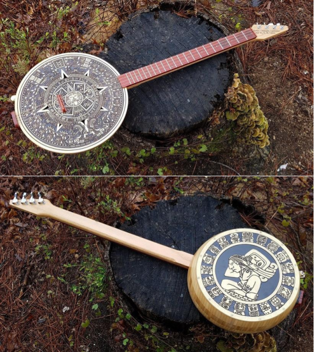 Mayan Calendar Salad Bowl Guitar by R. M. Odom