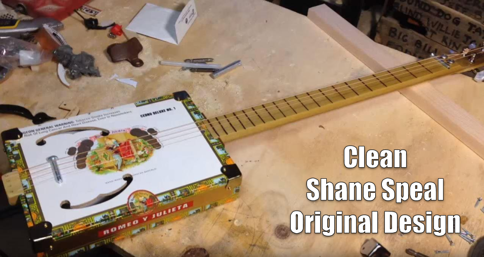 Clean Shane Speal designed cigar box guitar
