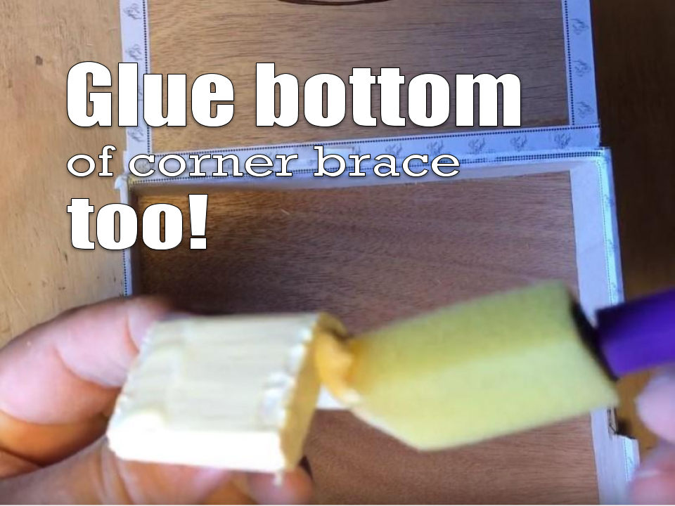 Gluing bottom of corner molding