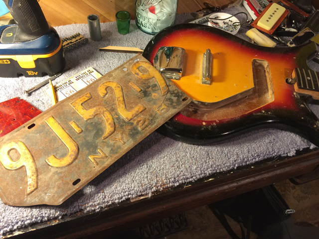 Guitar body and license plate