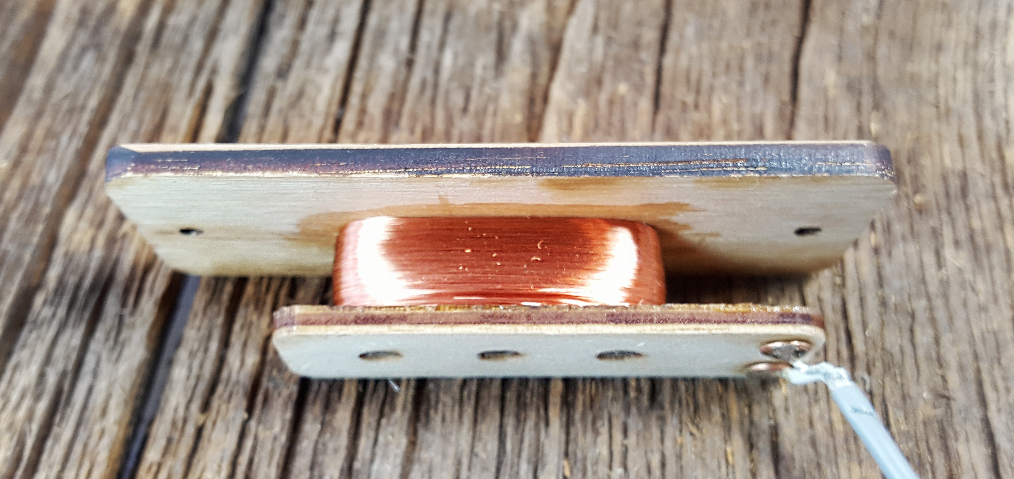 Copper wound around magnetic poles