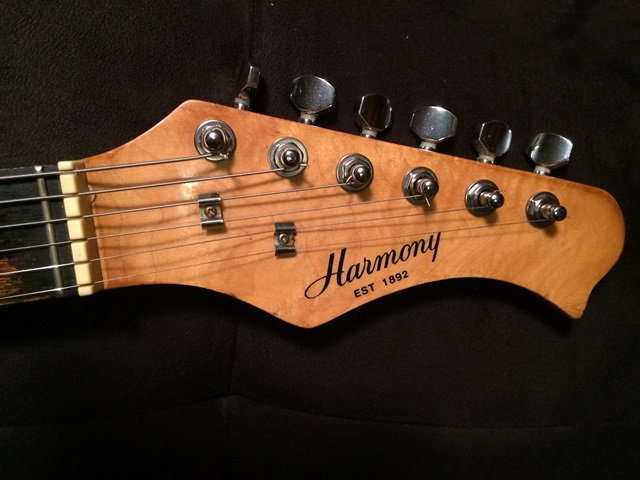 C. B. Gitty sealed-gear tuners on a Harmony guitar headstock