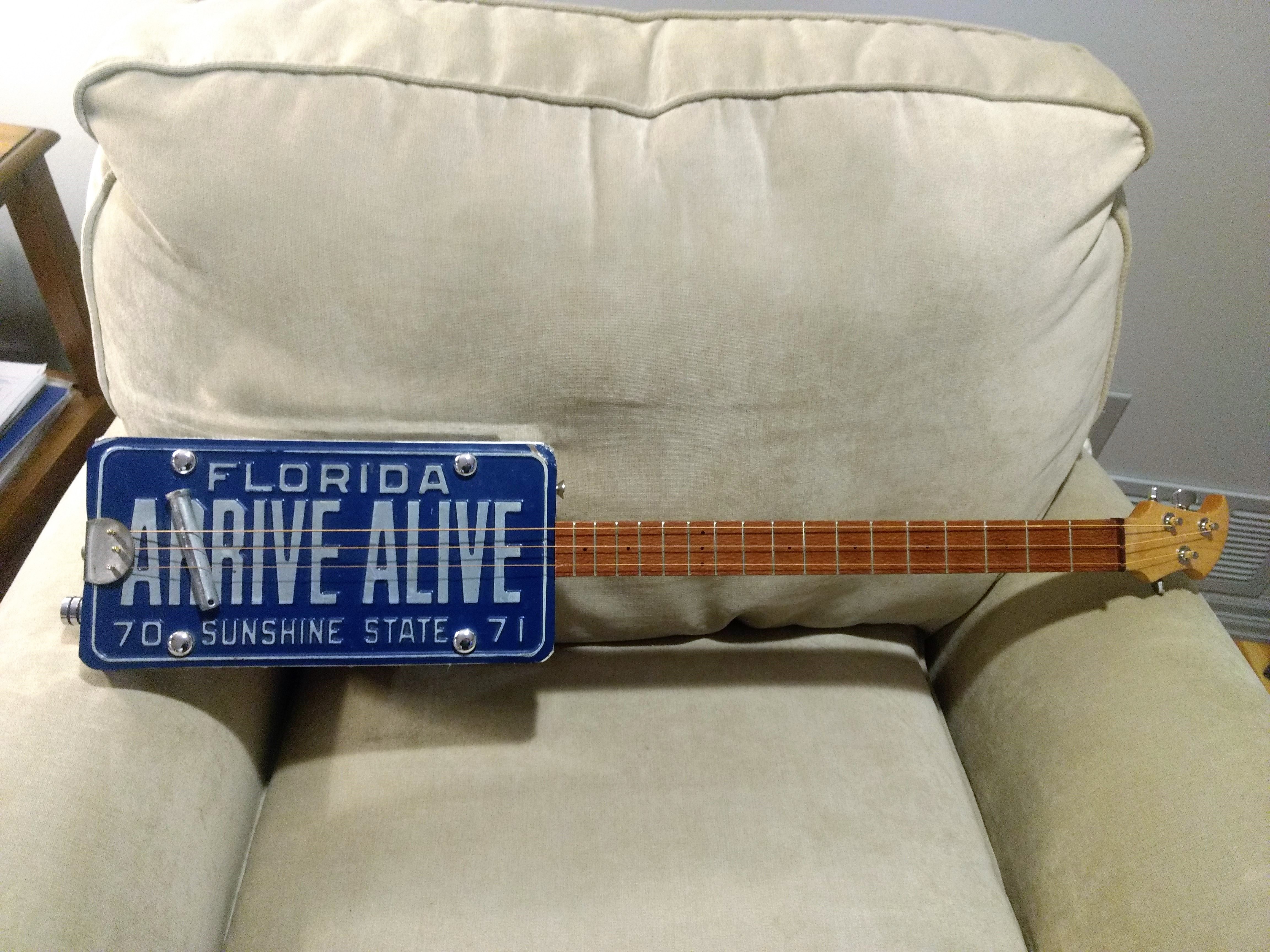 License plate guitar built by Jim B.