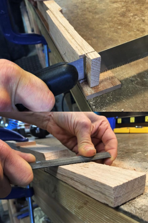 Shaping a straight cigar box guitar headstock 1