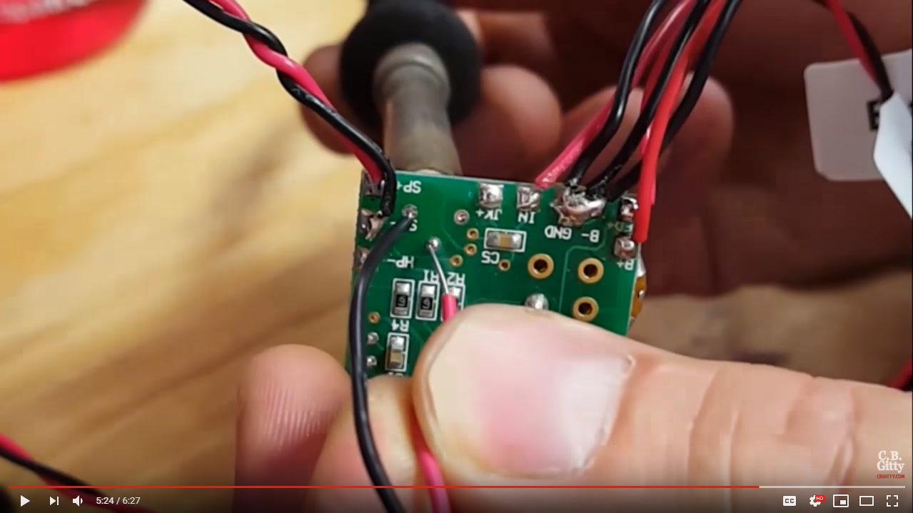 Solder leads to amp board