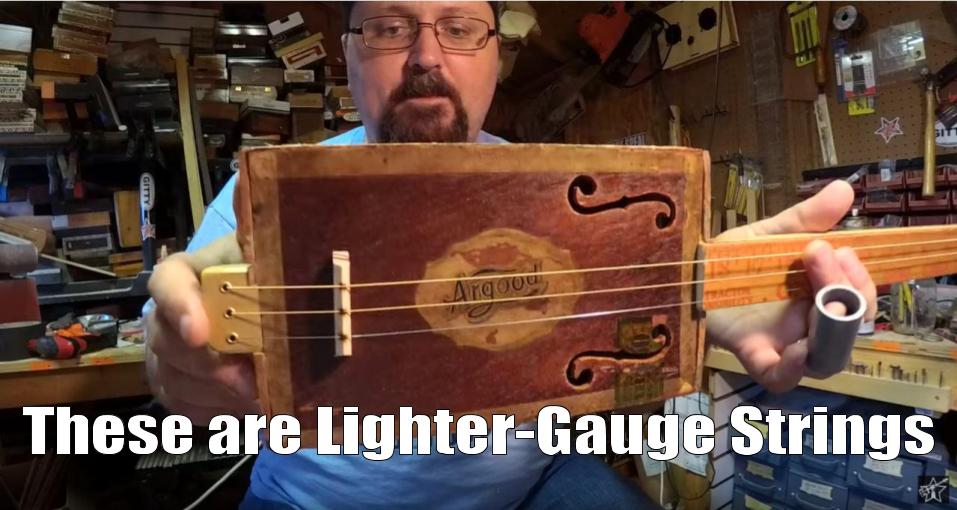 Shane Speal uses light-gauge strings on CBGs built with antique cigar boxes